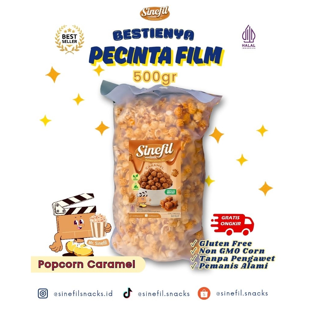 

[Baru] BEST SELLER POPCORN CARAMEL 500gram - Sinefilpopcorn/Cemilan manis, renyah, dan sehat