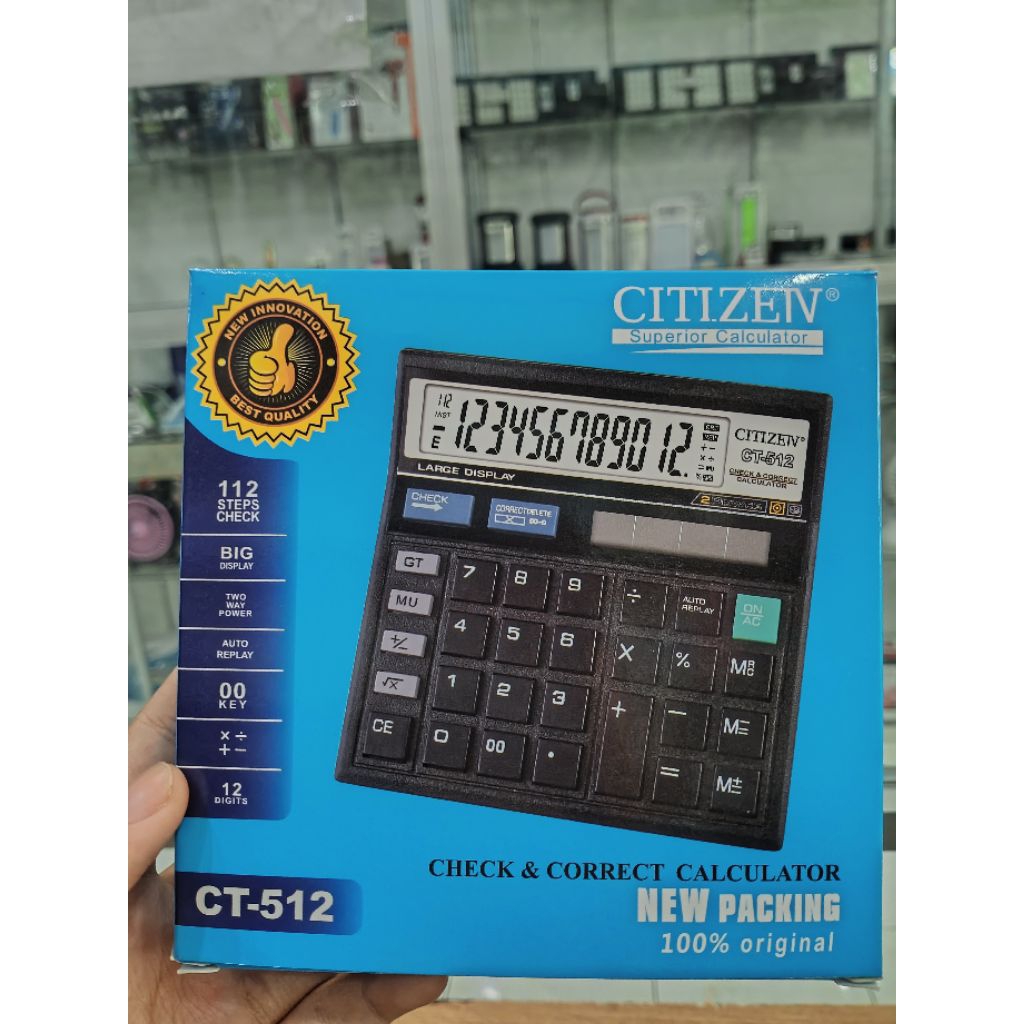 

CITIZEIV Superior Calculator CT-512-Kalkulator 12 Digit Check Correct-Kalkulator Sekolah Kantor Praktis Matematika Dagang-Alat Hitung Mesin Praktis