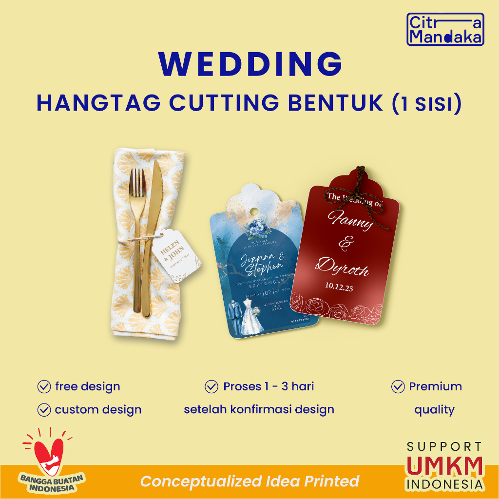

Hang Tag Wedding Card Custom Pola 1 Sisi Label Kupon Souvenir Pernikahan Kartu Ucapan Terima Kasih Free Design