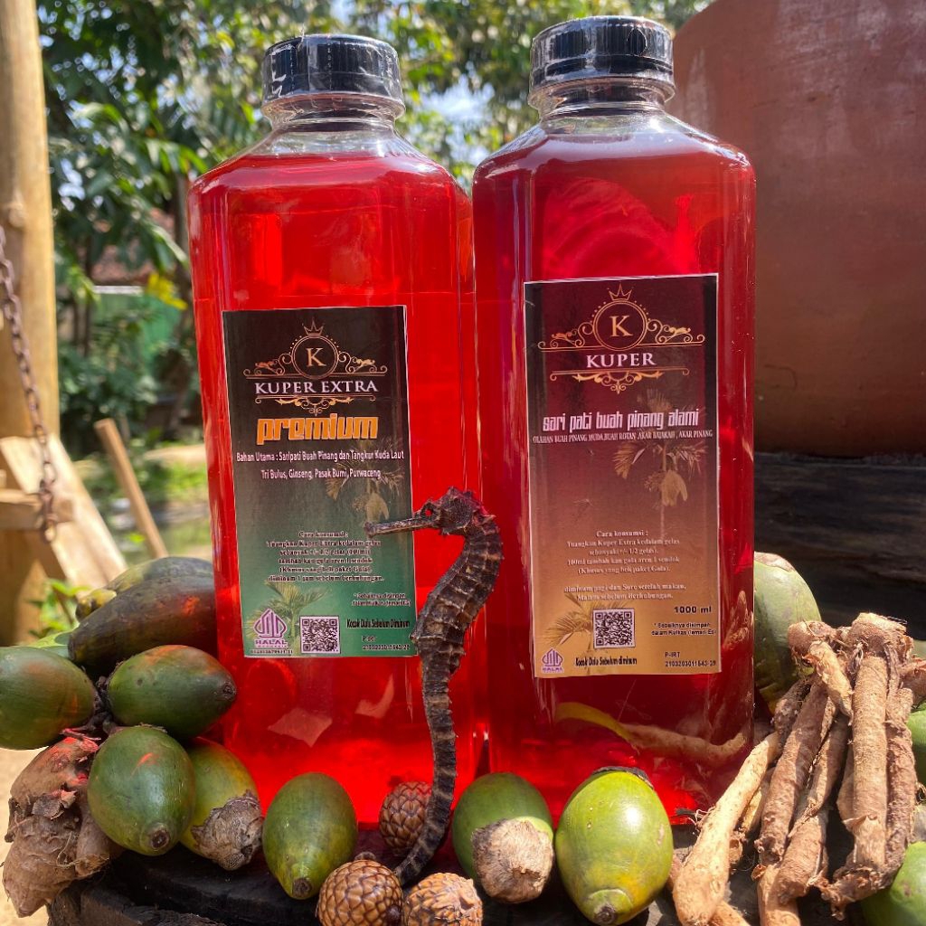 

SARIPATI PINANG ORI 1 LITER + KUPER EXTRA PREMIUM 1 LITER jamu herbal pinang muda alami pria