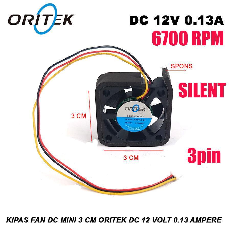 Kipas Fan DC Mini 3 cm ORITEX DC 12 Volt 0.13 Ampere 2pin cooling fan turbo stb router modem pending