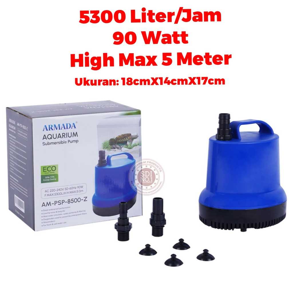 Mesin Pompa Celup PENGUIN ARMADA AM PSP 8500Z 8500 Z Filter Bawah Aquarium Aquascape Air Terjun