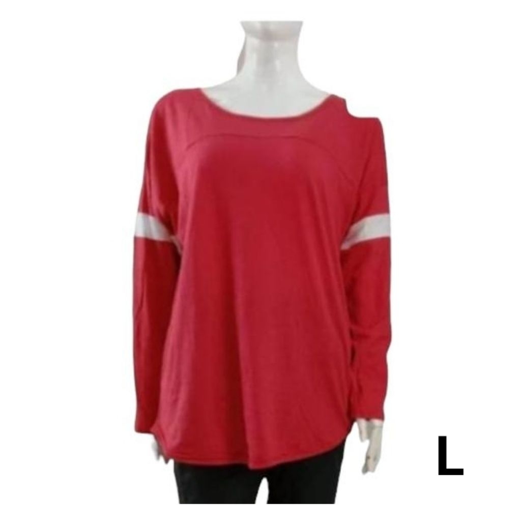 Baju kaos atasan lengan panjang dewasa wanita banana republic merah L