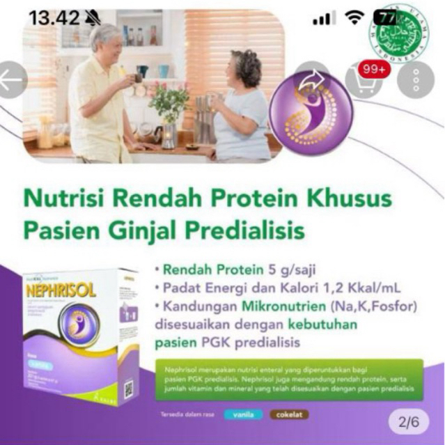 

[PAKET HEMAT !!!] Bundle 2 Nephrisol-D Vanilla 210 gram - Nutrisi Khusus Pasien Ginjal Kronik HD/CAPD