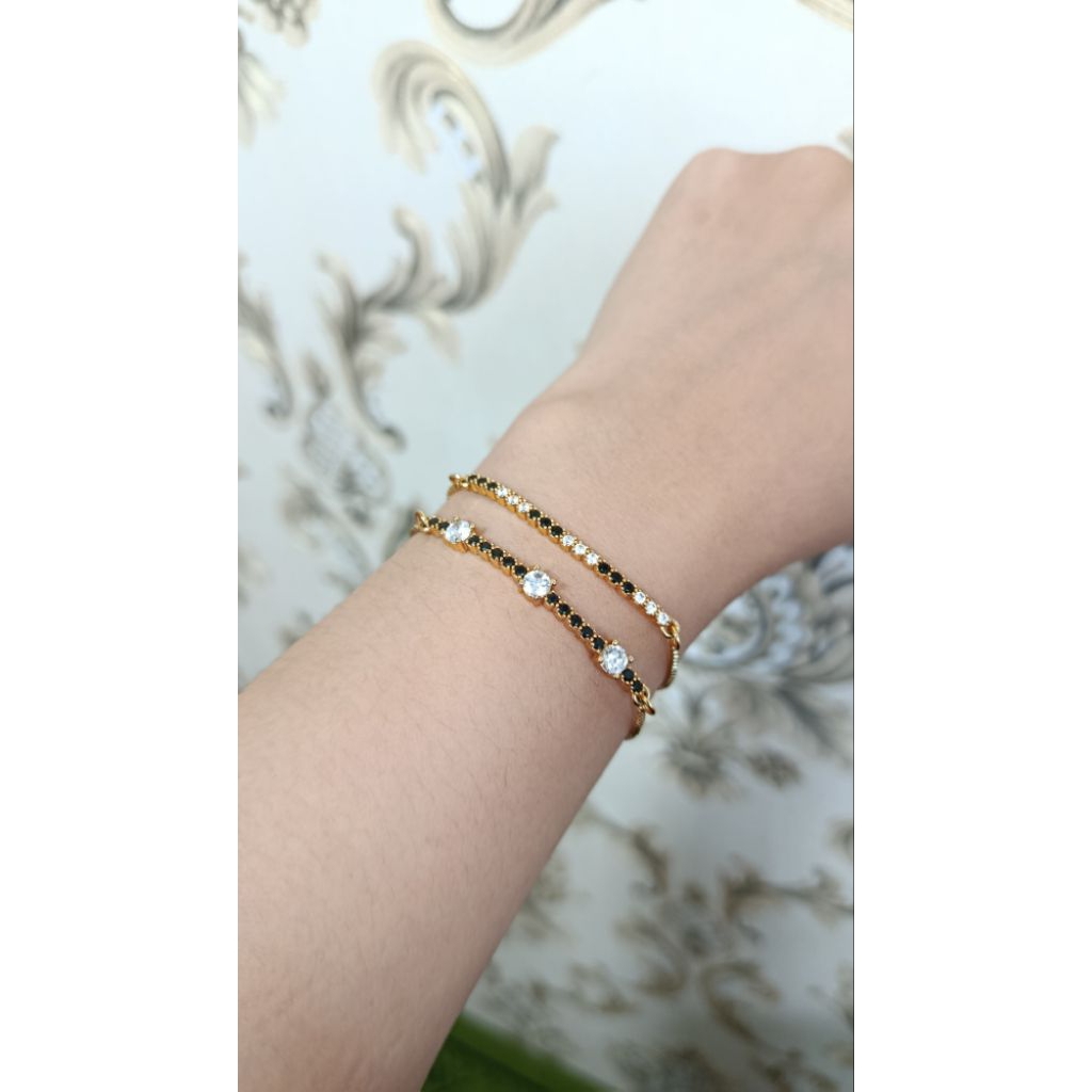 Gelang permata hitam import gelang serut