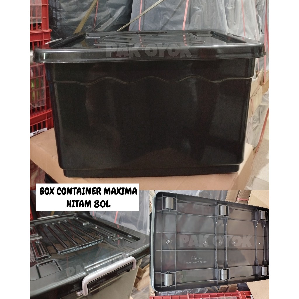 Box Container Maxima Hitam 80L - Container Box - Box Plastik - Box Pakaian - Box Mainan - Box Plasti
