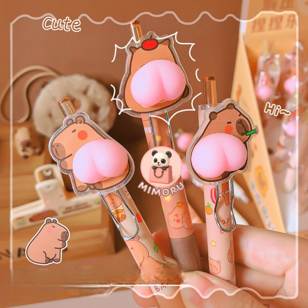 

Pulpen Capybara Squishy Butt Gel Pen Karakter Capibara Lucu Unik Funny Gemes Gemoy