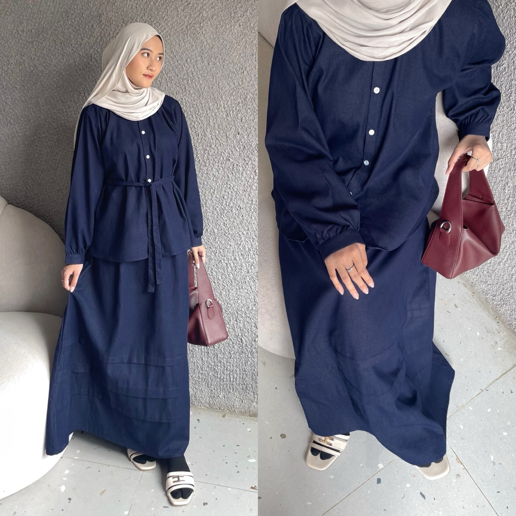 LUNA SET DENIM / ONE SET BLOUSE & ROK / ONE SET WANITA KEKINIAN / BLOUSE WANITA / BLOUSE BIGSIZE / R