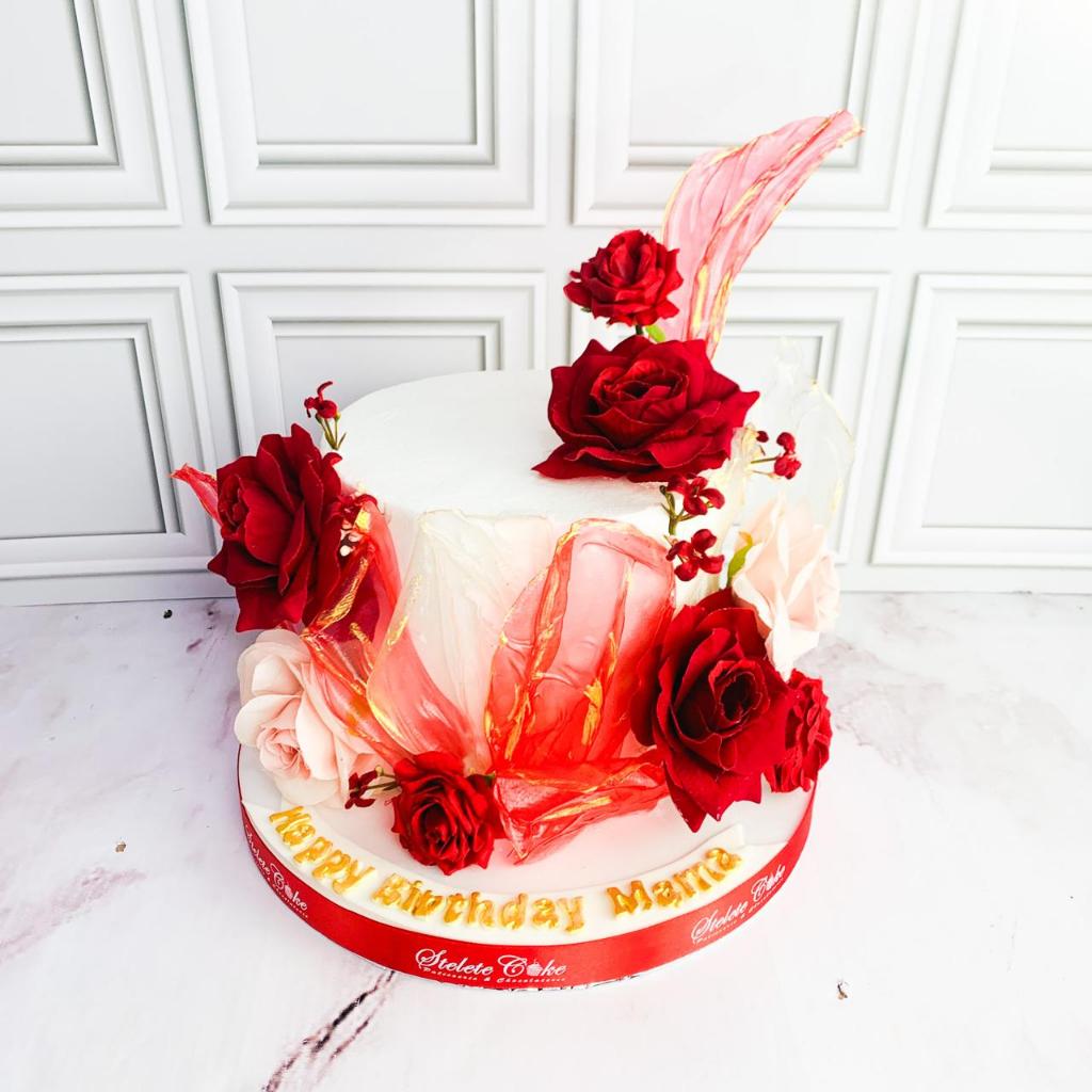 

Kue Ulang Tahun/Birthday Cake/Kue Ultah Tema Bunga Merah/Flower Red Cake/Kue Birthday jakarta