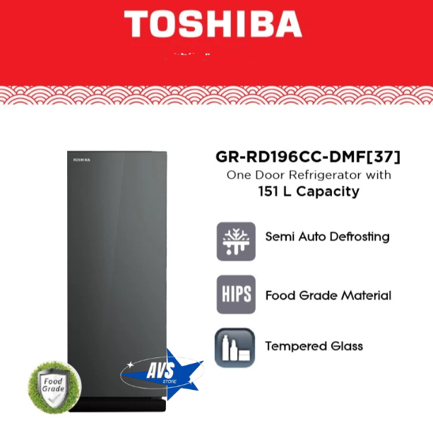 TOSHIBA KULKAS 1 PINTU GR-RD 196CC DMF