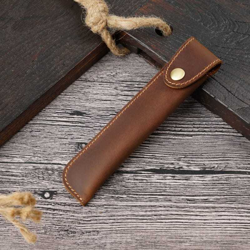

Tempat Pensil Kulit Asli Retro Tas Pena Tempat Pena Tunggal Bergaya untuk Perlengkapan Alat Tulis Kantor Sekolah