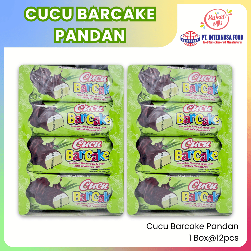 

Kue Basah Cucu Barcake Pandan. 1 Box (12 pcs)
