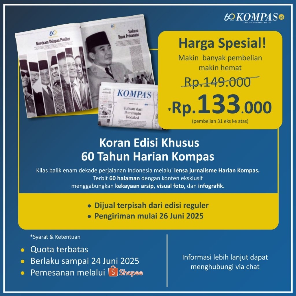 Koran Edisi Khusus 60 Tahun Harian Kompas Isi 60 Halaman - Mendokumentasikan Indonesia Melalui Lensa