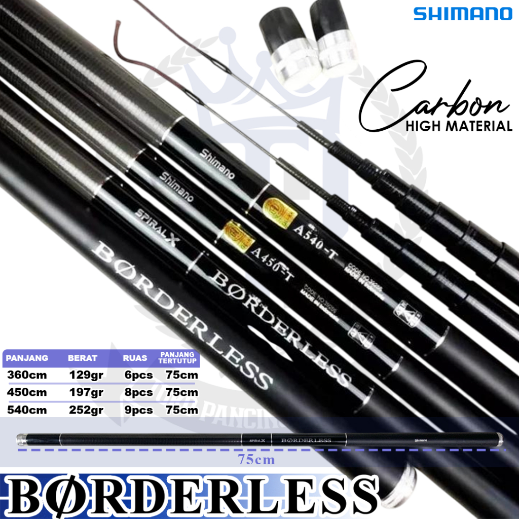 Shimano Borderless Joran Tegek Carbon Kaku Ruas Panjang