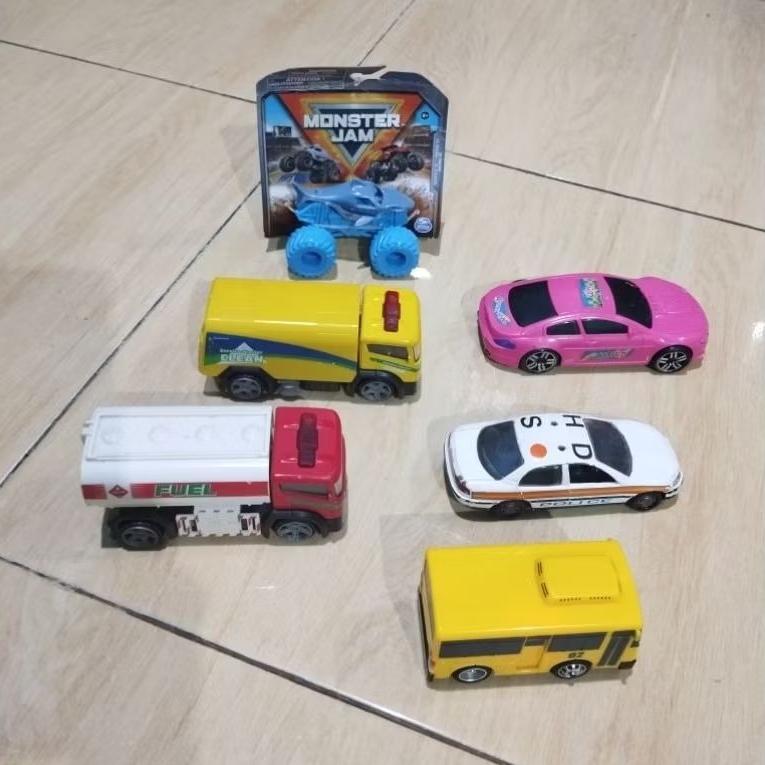 Take All preloved Tayo Monster Jam HTI fuel clean truck Diecast police car BUKAN Leapfrog Vtech ELC 