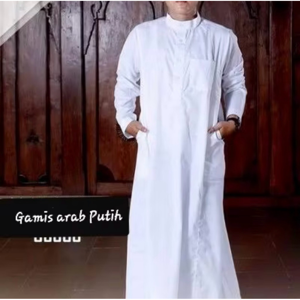 jubah pria putih polos / gamis pria dewasa /  jubah saudi model haramain