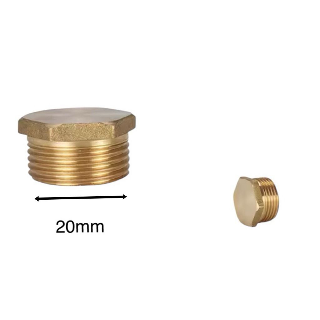 Plug drat luar Kuningan ukuran 1/2 inch / tutup dop bahan Kuningan drat luar 1/2 inch