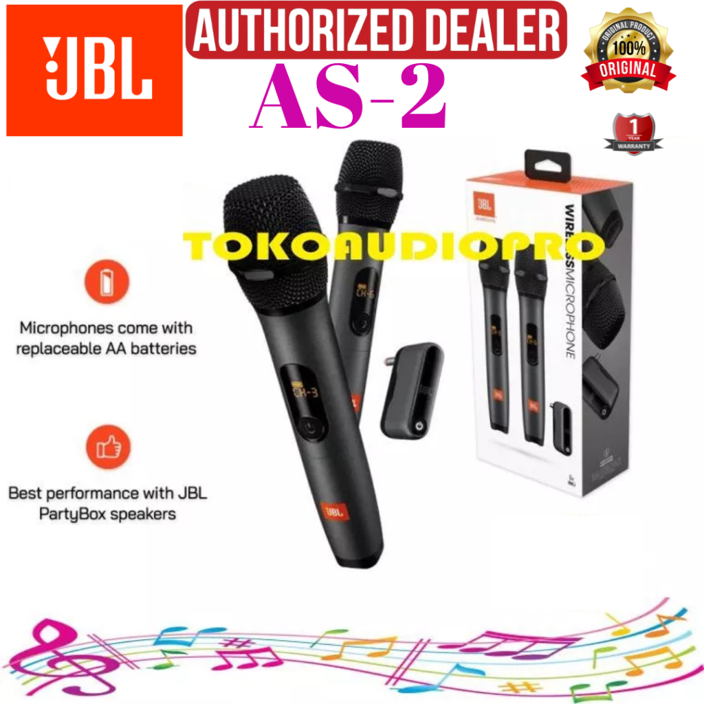 Mic JBL AS2 Wireless Microphone JBL PartyBox Mic Wireless UHF Microphone Jbl As-2