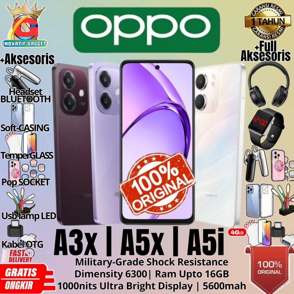 HP BARU OPPO A5x | OPPO A3x | OPPO A5i 6/128GB & 4/128GB & 4/64GB RAM UPTO 12GB Snapdragon 6s gen1 G