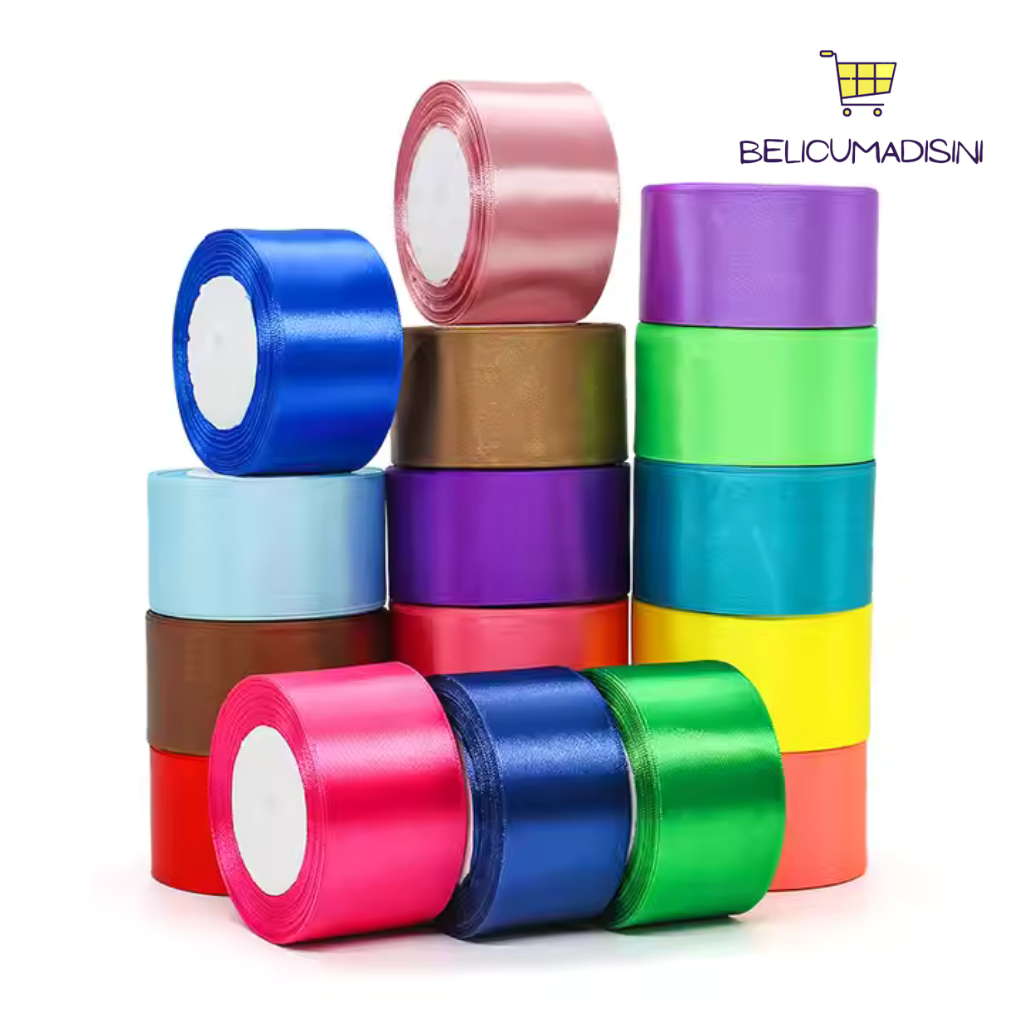 

Pita Satin Merk EAGLE IMPORT Taiwan 5 CM Per Roll / 25 Yard / 2 INCH Warna Warni Colorful Ribbon Hiasan Packing