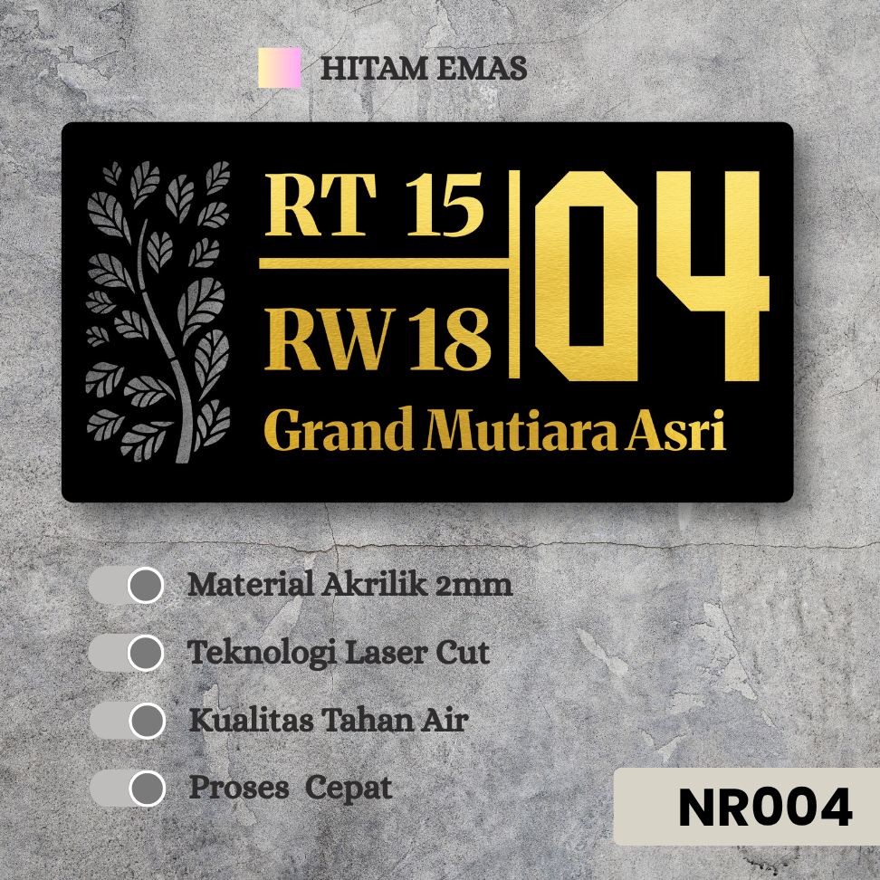 Nomor Rumah Akrilik Custom – Estetik | Plat Tempel Dinding | Tahan Air & Mewah