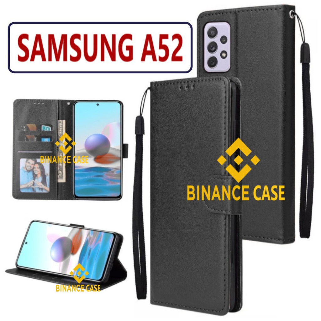 LEATHER FLIP CASE SAMSUNG A52 CASE KULIT FLIP WALLET LEATHER KULIT PREMIUM SARUNG BUKA TUTUP KESING 