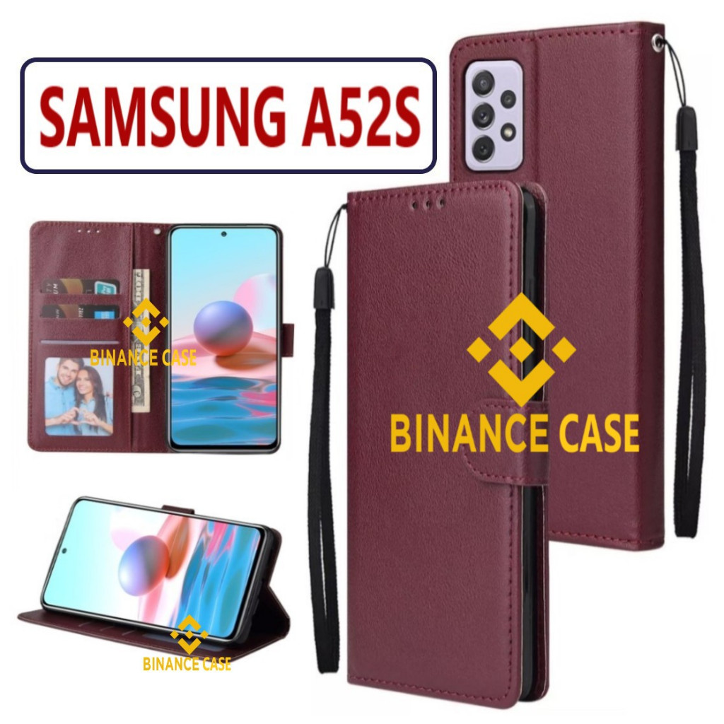 LEATHER FLIP CASE SAMSUNG A52S CASE KULIT FLIP WALLET LEATHER KULIT PREMIUM SARUNG BUKA TUTUP KESING