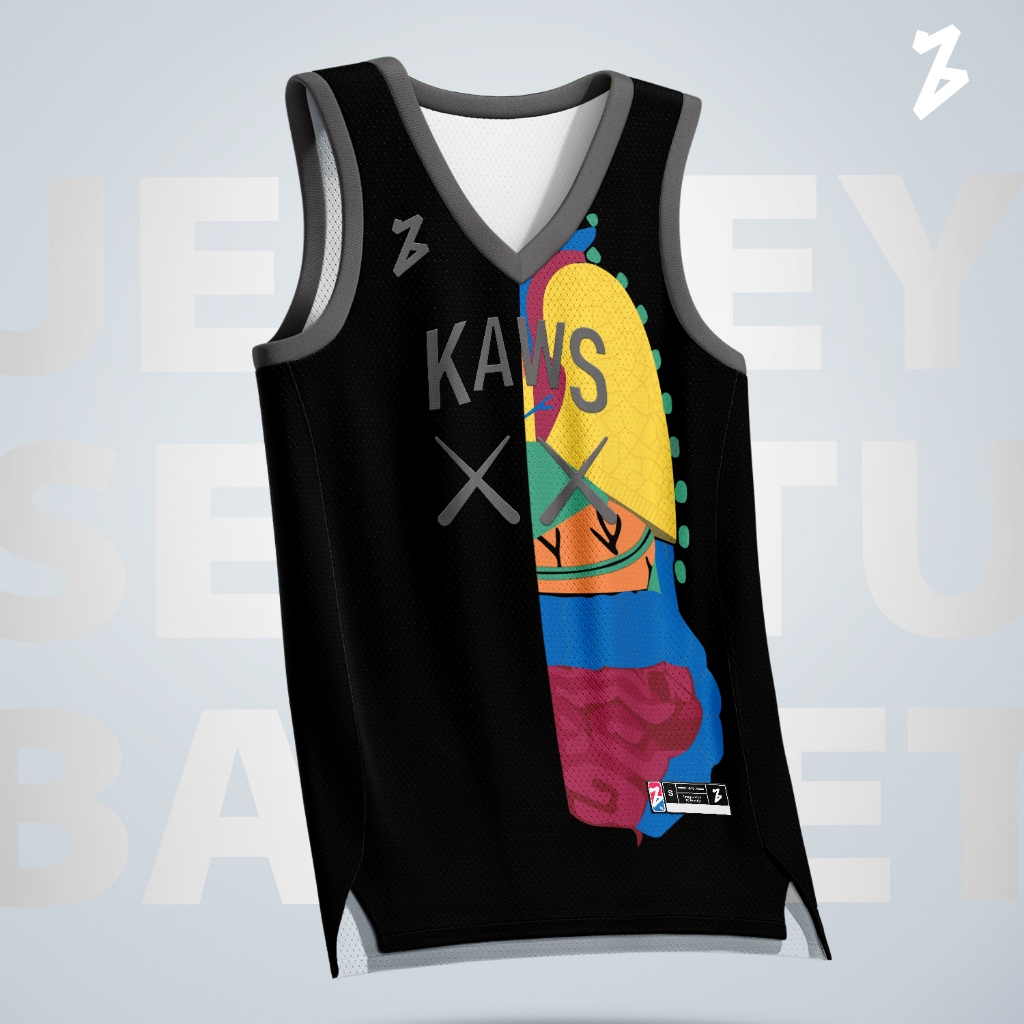 Jersey Basket Kaws Michael Jordan #23 Hitam Black – Swingman Black Baju Atasan