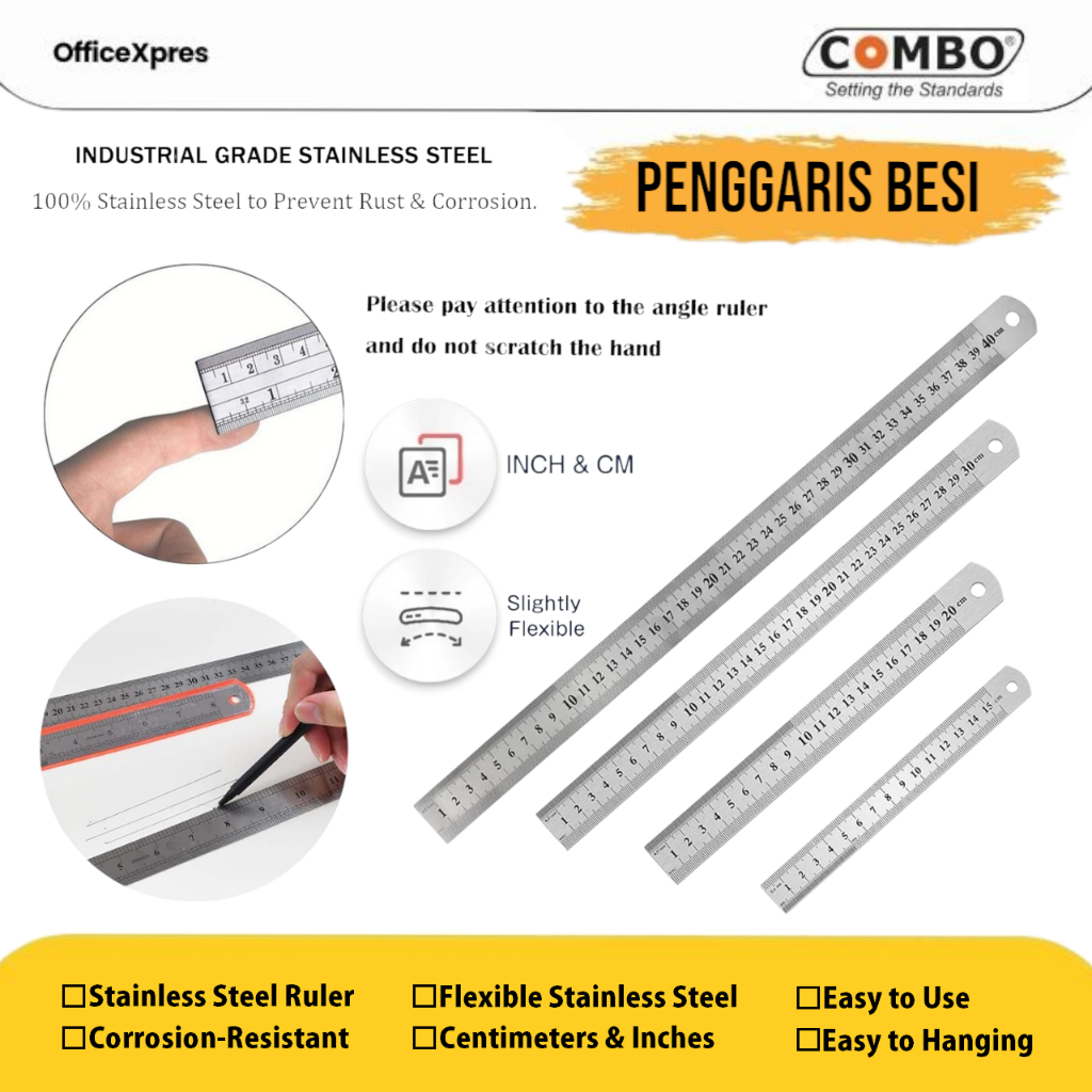 

Penggaris Besi 100cm / Metal Ruler 100cm / Mistar Besi 100cm / Penggaris Besi 1 Meter