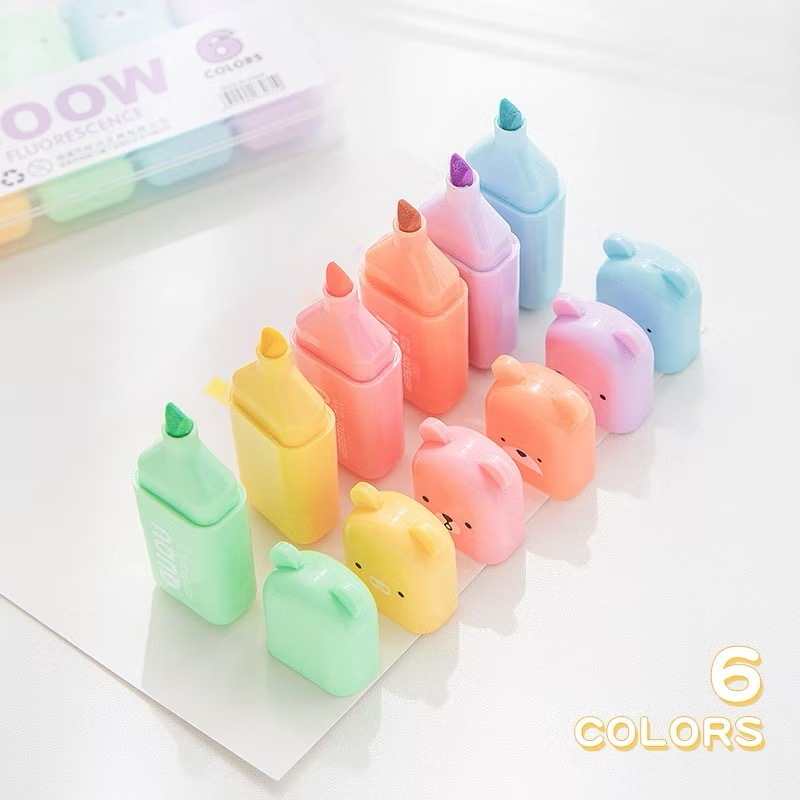 

STABILO MINI BENTUK BEAR | Highlighter Set Isi 6 Warna Pastel | Stabilo Mini Lucu / Fluorescent | Cocok untuk Hadiah & Anak Sekolah