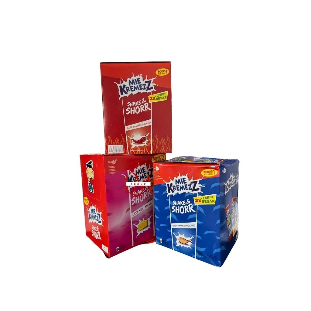 

1 box isi 20 mie kremezz shake & shorr mie enak