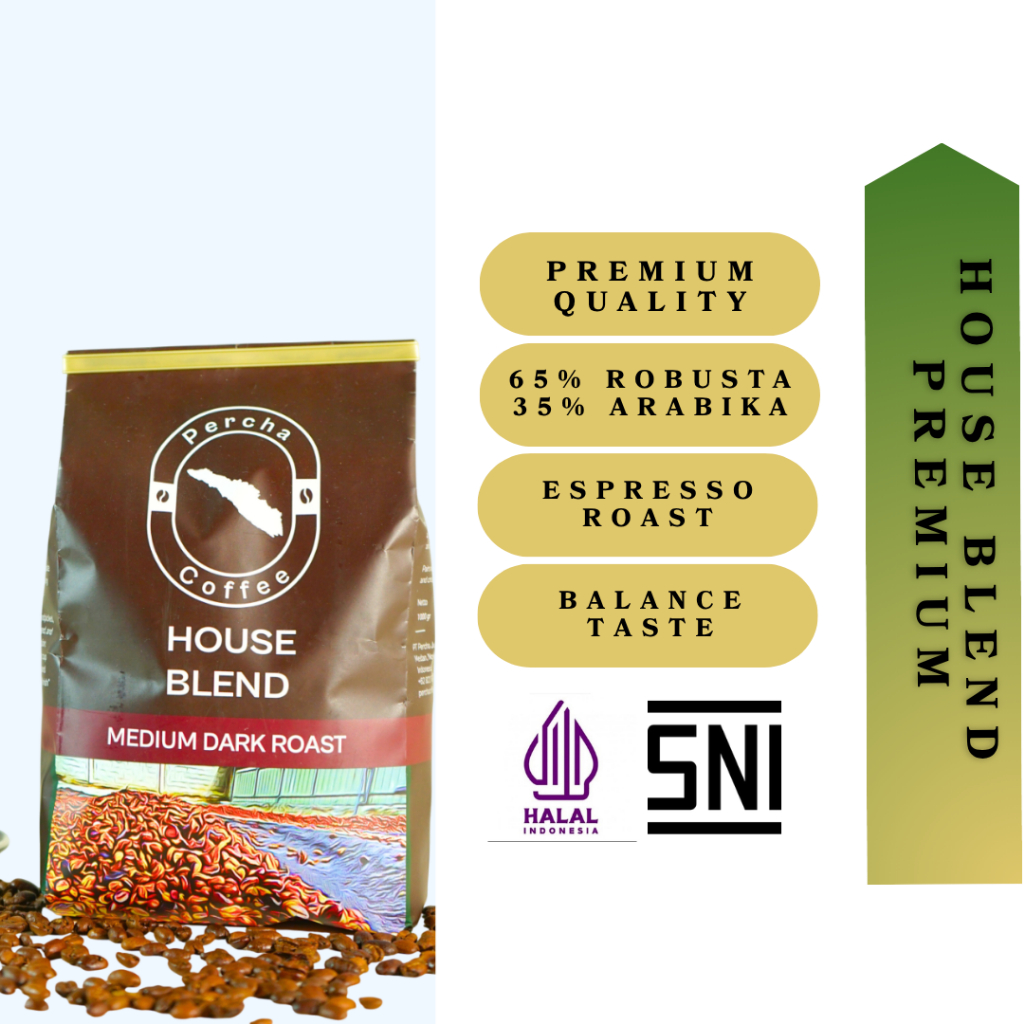 

PERCHA COFFEE - Biji Kopi House Blend Premium Roast Beans 65% Robusta 35% Arabica
