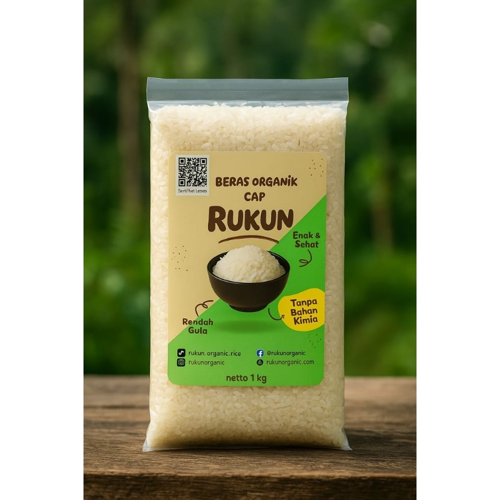 

1Kg Beras Organik Cap Rukun | Beras organik bersertifikat | Beras diet sehat | Beras Rendah Gula |