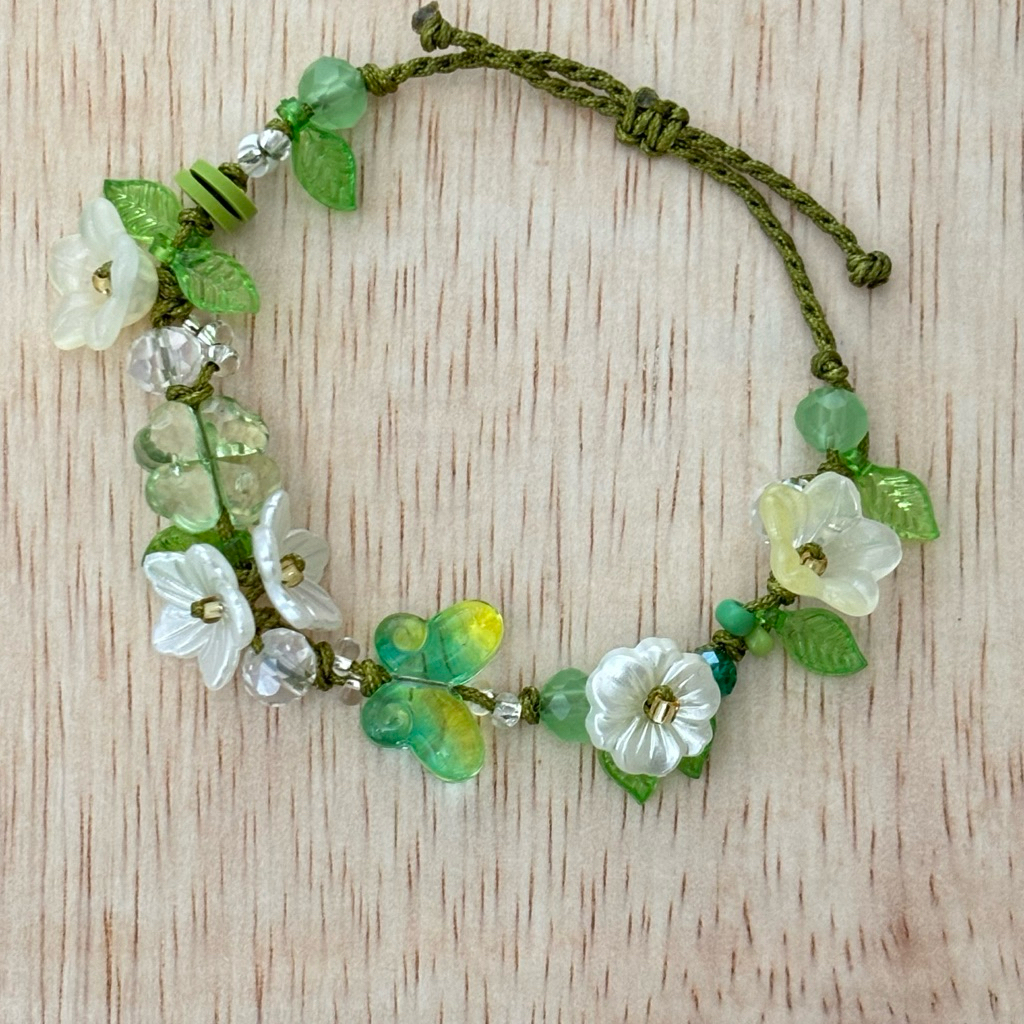 GELANG TANGAN MANIK WANITA KRISTAL BRACELET FAIRY BLOSEM  BUTERFLY/GELANG SERUT/GELANG KARET/GELANG 