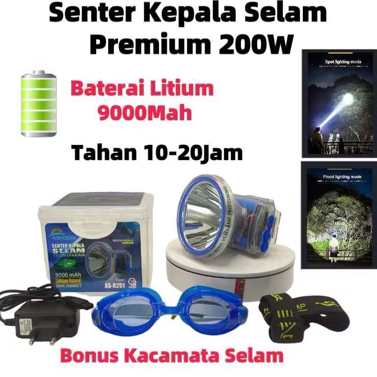 KODE A99Q Senter Kepala Selam 2W White Laser Led Super Terang Tahan Lama  Senter Kepala Led Selam  L