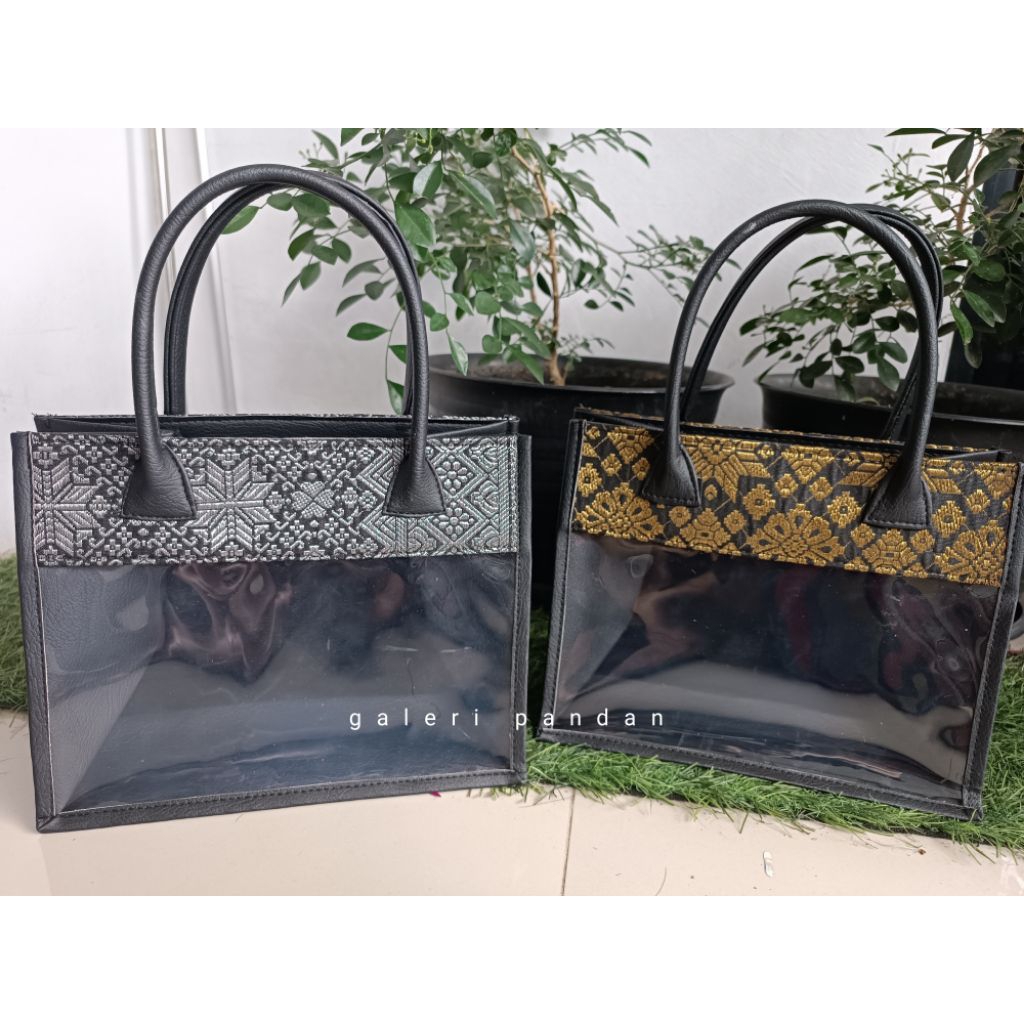 

Tas Jinjing Mika kombinasi Kain Songket Tenun premium / Tas Souvenir idulfitri Imlek Natal / parcel My Sg