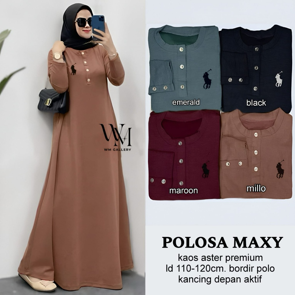 Polosa Maxy Dress Kaos Aster Premium Gamis Wanita Premium Gamis Polos