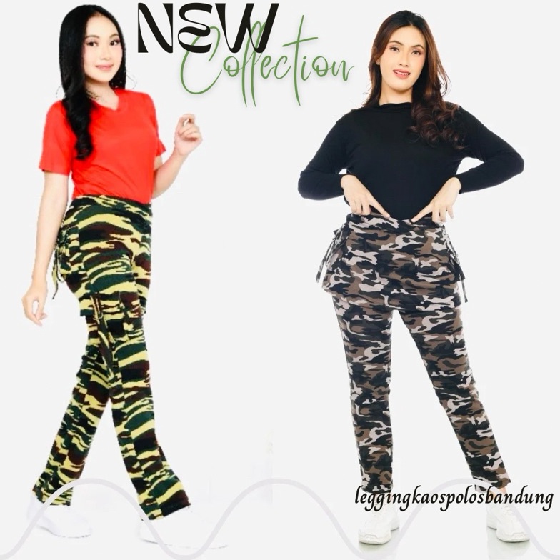 KODE Y38S Celana Rok Dan Celana Panjang Kargo Senam Wanita Motif Army Spandex PremiumCelana Motif Ar