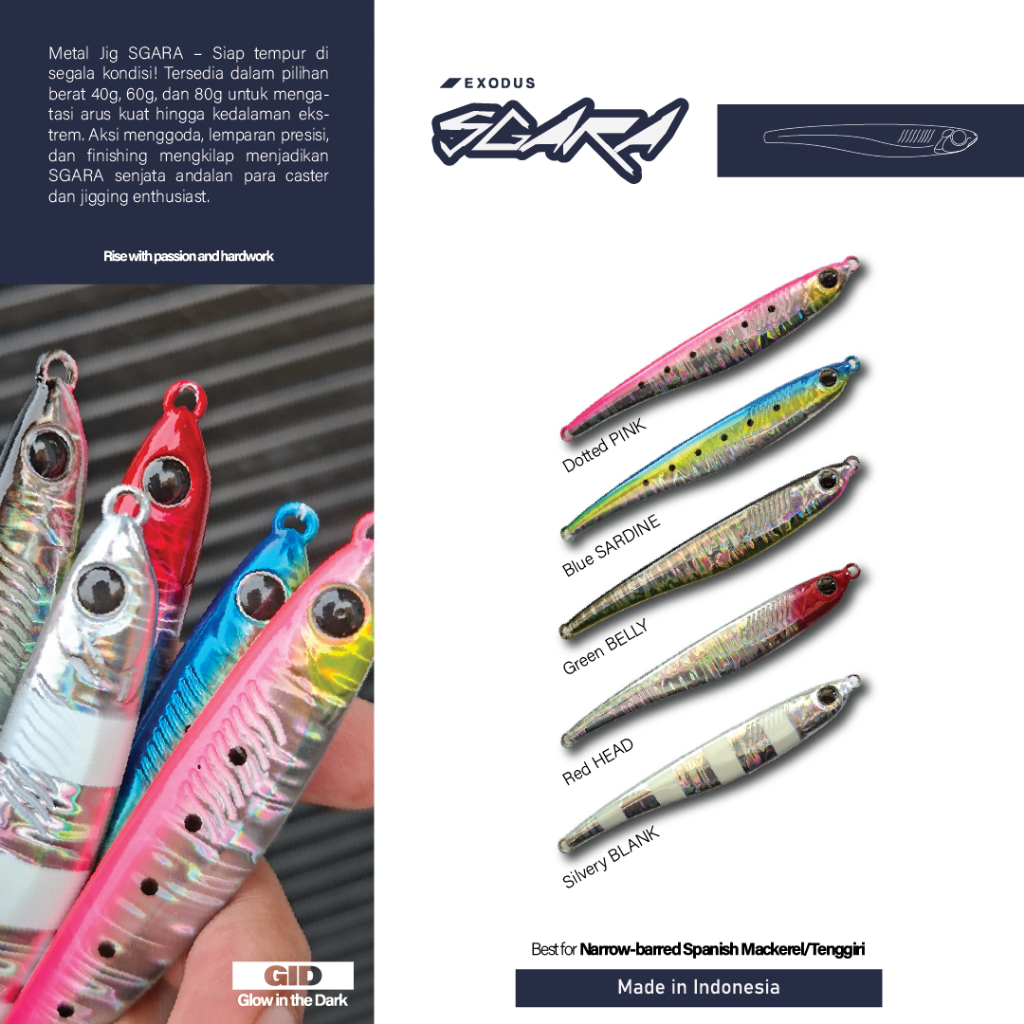 Metal Jig Exodus SGARA | 40g, 60g, 80g | Slim Vertical Jigging Speed Jigging