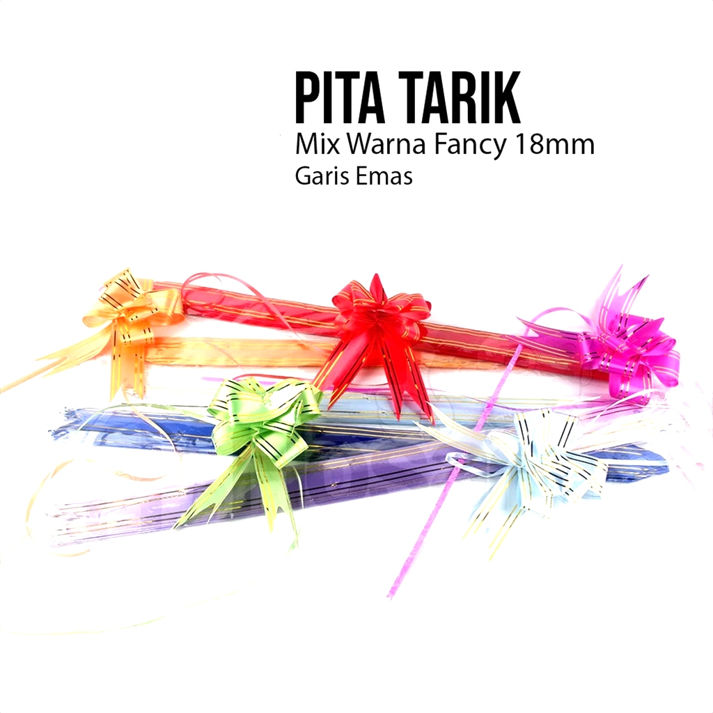 

Pita Tarik Motif isi 10pcs / Pita Serut Hiasan Kotak Kado