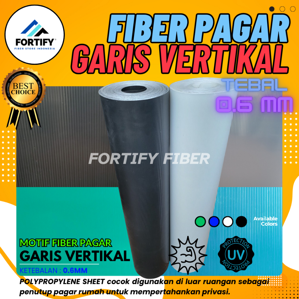 FORTIFY - Fiber Plastik Penutup Pagar Rumah Motif GARIS Vertikal 0.6mm
