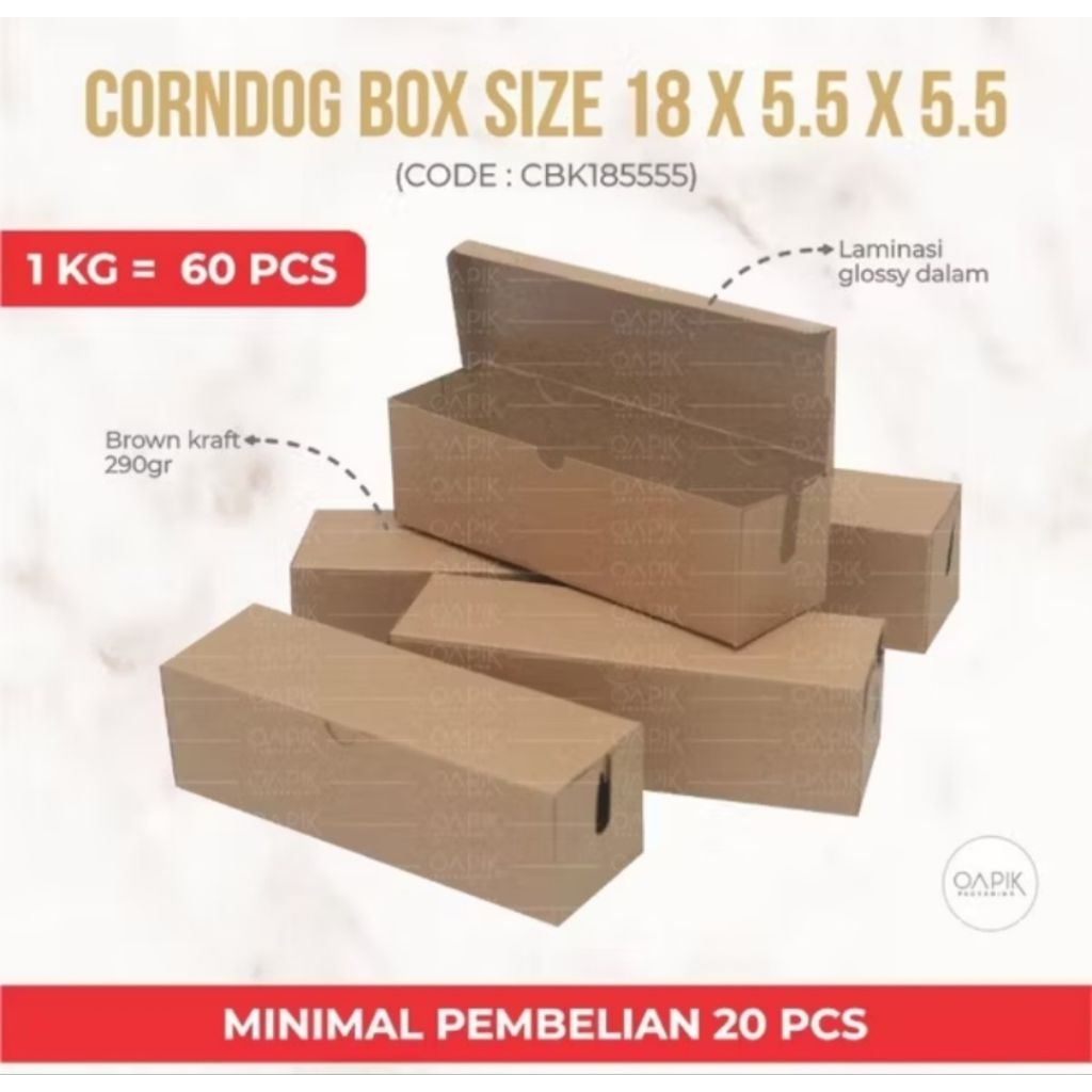 

Corndog Box 18x5.5x5.5 , Hotdog Box, Sosis Box, Sate Box, Kemasan Makanan, Packaging Makanan