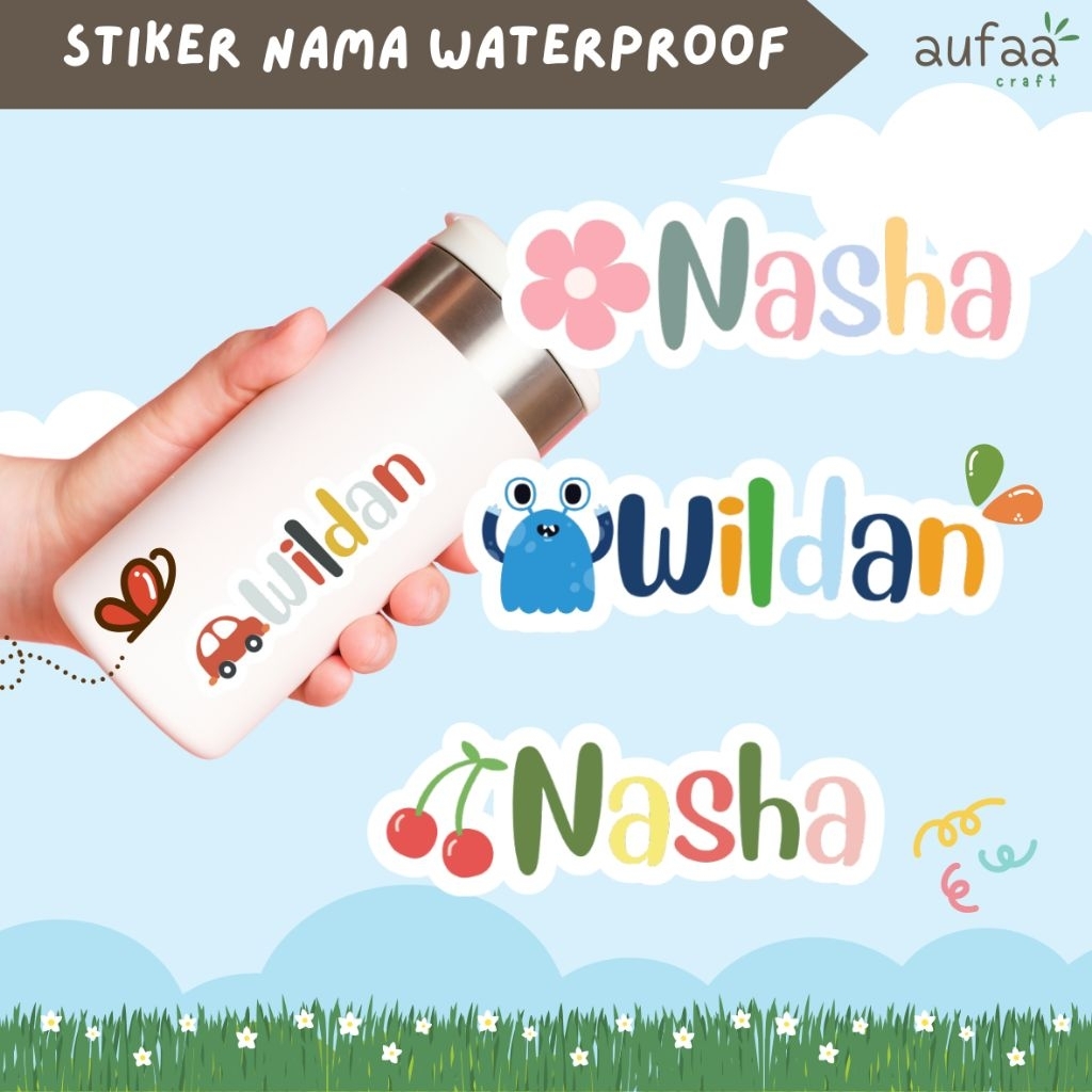 

[isi30] Stiker Nama Waterproof | Stiker Tahan Air | Stiker Nama Custom