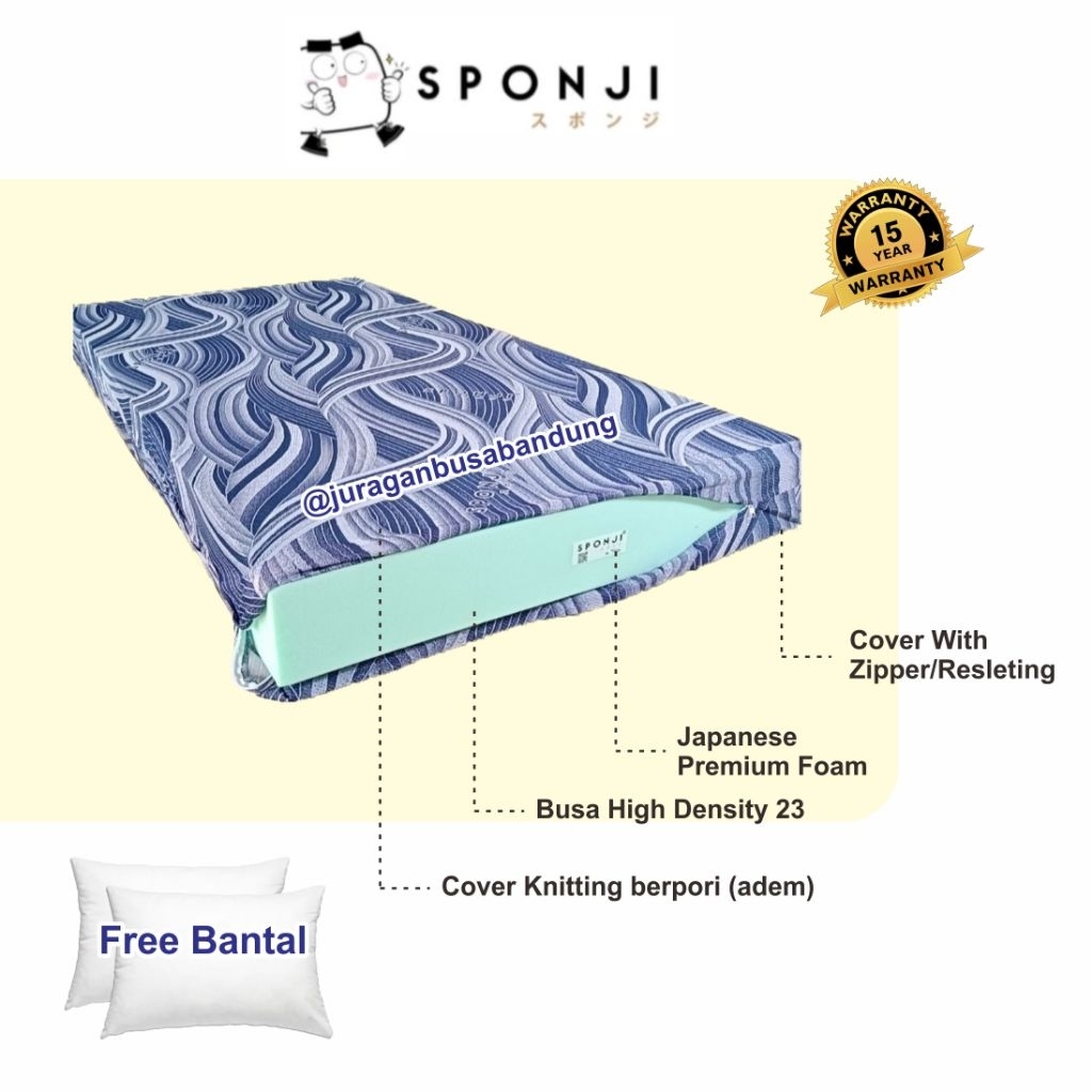 Kasur Busa SPONJI tebal 20'cm Density-23 setara dengan INOAC EON D23 dan YUKATA CUSTOM yang bergaran