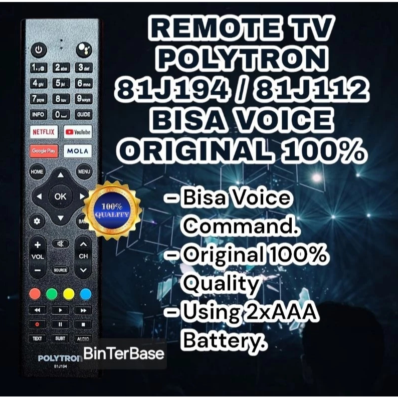 Remote remot TV Polytron 81J194 81j112 81J273 Ori 100% Original bisa Voice LCD LED Android Smart TV 