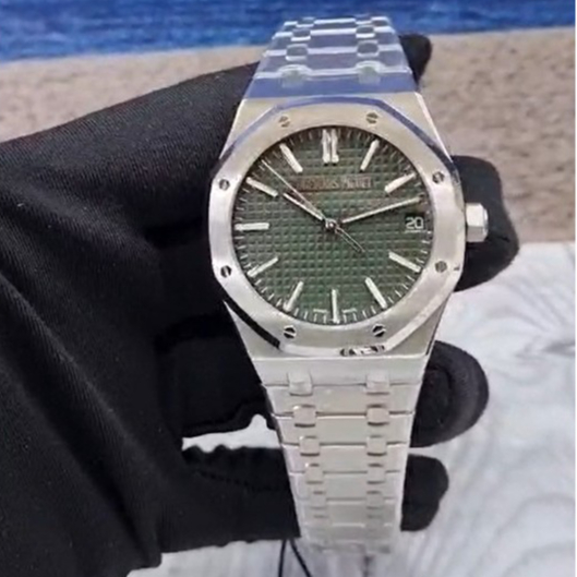 JAM TANGAN AP THIN GREEN DIAL ZF FACTORY SWISS STELL STRAP AUPIGE RO THIN GREEN SWISS