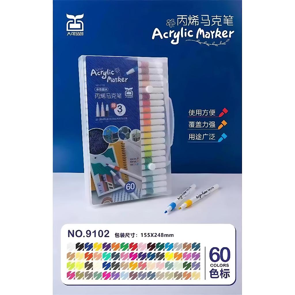 

【60 Warna】Acrylic Marker Set Spidol Akrilik DIY Painting Spidol Pastel Pulpen Highlight Drawing Warna