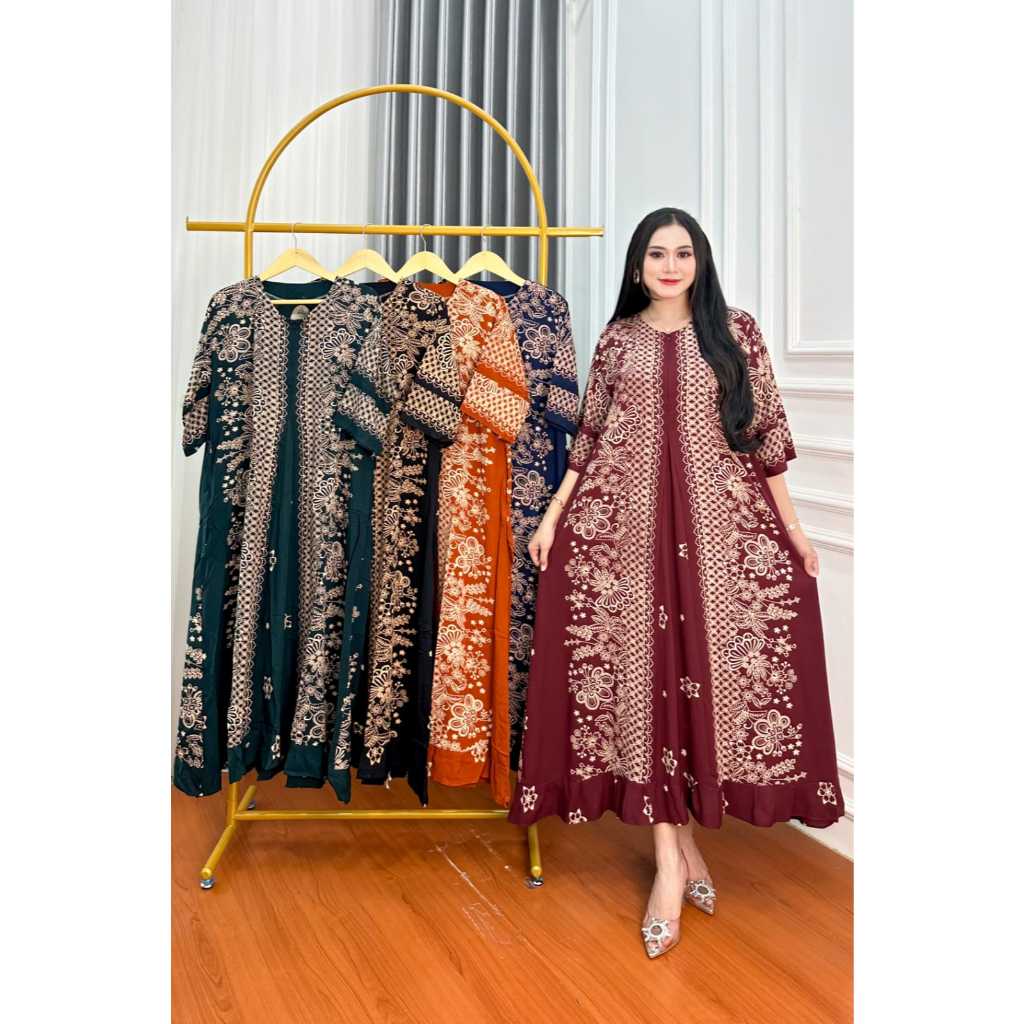 Jual daster model gamis kaftan ukuran panjang lengan 3/4 | Daster viral.