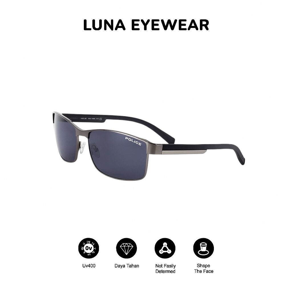 Kacamata Sport Pria Fashion POLICE P24 Premium Lensa Polarized Anti UV400+ Anti Sunglasses Hitam Ter