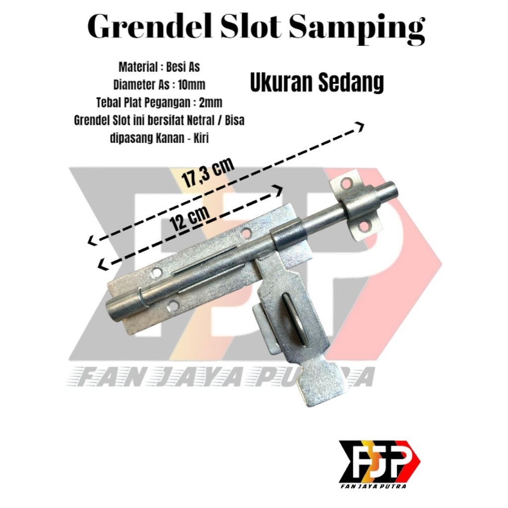 Grendel Slot Samping Ukuran Sedang | Grendel Samping Pintu Kayu Pintu Besi